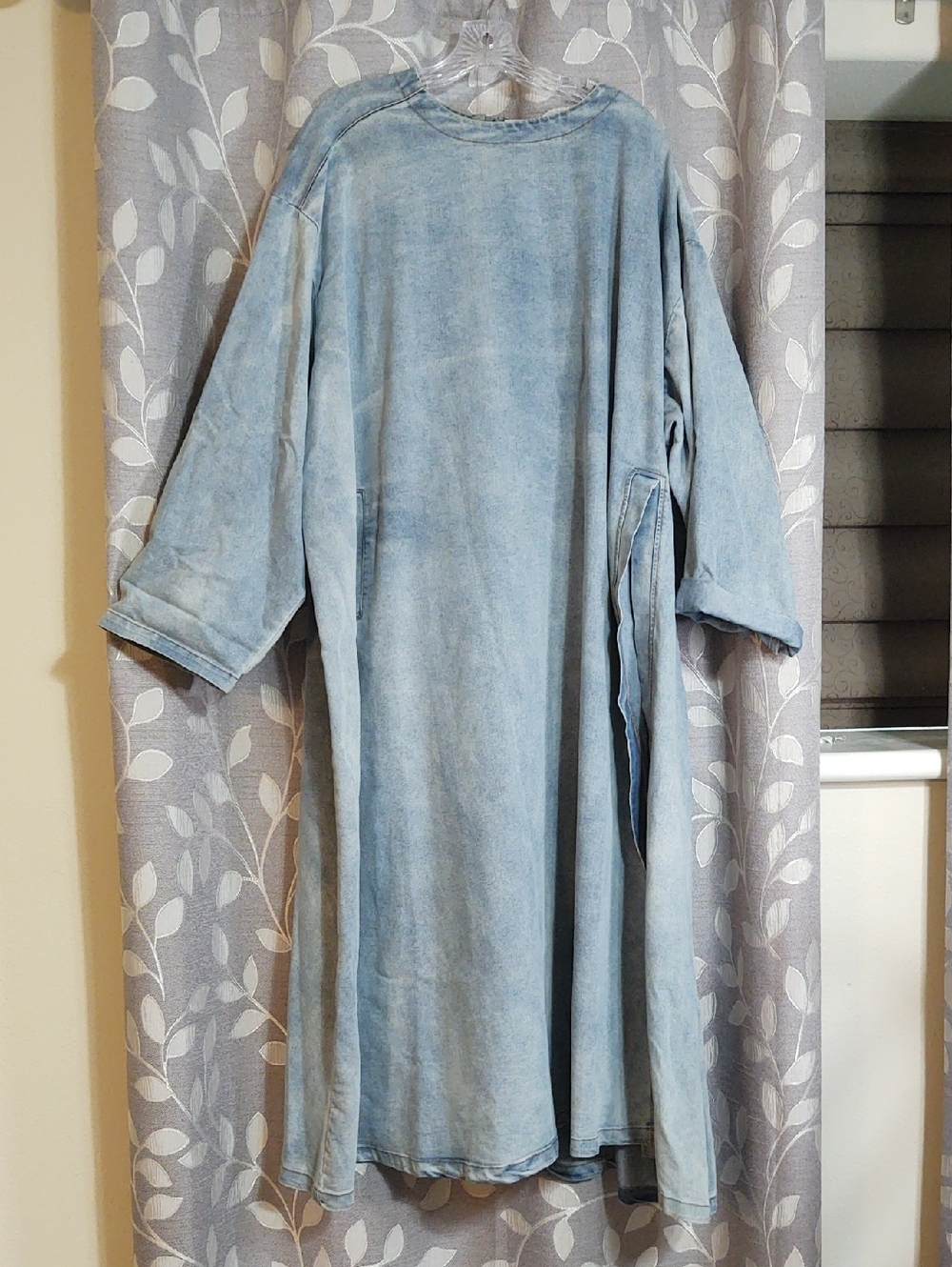 Fancy Dream Light Wash Denim Long Sleeve Cotton Maxi Dress size S